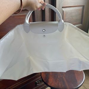 Longchamp Le Pliage Recycled Top Handle in RARE Snow White Color